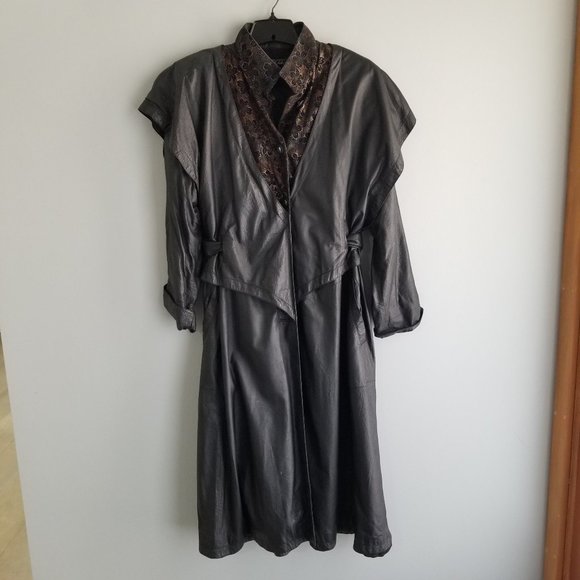 John F. Italian (Florence) Long Black Leather Coat